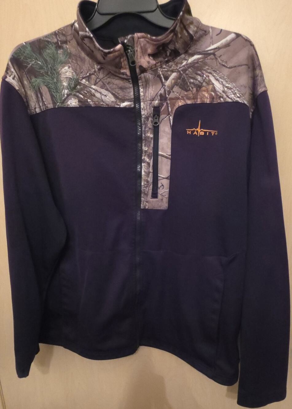 Habit Fleece Pullover Mens XL Gray Camo Mossy Oak Quarter Zip Hunting Jacket